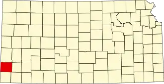 Map of Kansas highlighting Stanton County