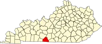 Map of Kentucky highlighting Allen County