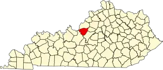 Map of Kentucky highlighting Bullitt County
