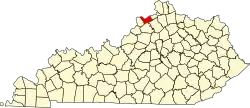 Map of Kentucky highlighting Carroll County