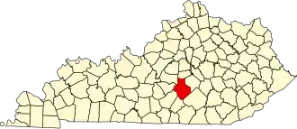 Map of Kentucky highlighting Casey County