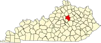 Map of Kentucky highlighting Fayette County