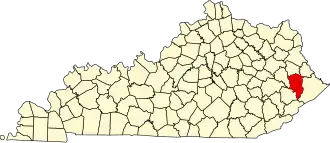Map of Kentucky highlighting Floyd County