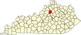 Map of Kentucky highlighting Franklin County
