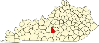 Map of Kentucky highlighting Green County