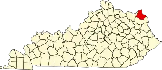 Map of Kentucky highlighting Greenup County