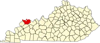 Map of Kentucky highlighting Henderson County