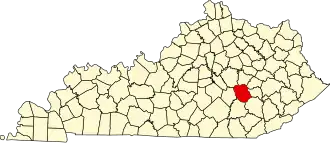 Map of Kentucky highlighting Jackson County