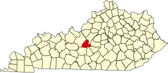 Map of Kentucky highlighting LaRue County