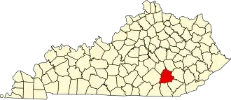 Map of Kentucky highlighting Laurel County