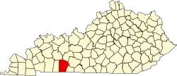 Map of Kentucky highlighting Logan County