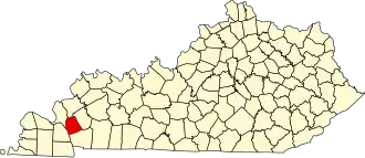 Map of Kentucky highlighting Lyon County
