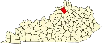Map of Kentucky highlighting Owen County
