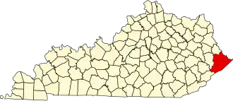 Map of Kentucky highlighting Pike County