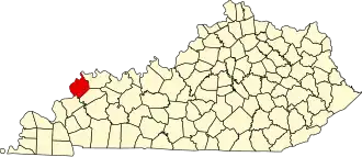 Map of Kentucky highlighting Union County