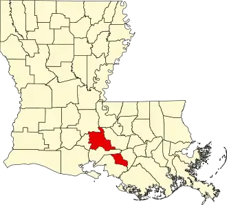 Map of Louisiana highlighting Saint Martin Parish