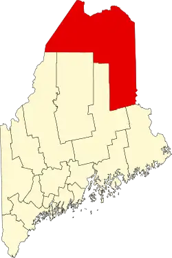 Map of Maine highlighting Aroostook County