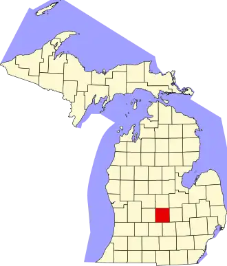 Map of Michigan highlighting Clinton County