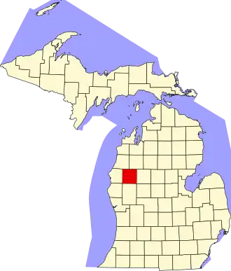Map of Michigan highlighting Lake County