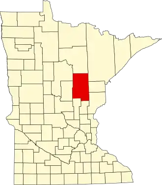 Map of Minnesota highlighting Aitkin County