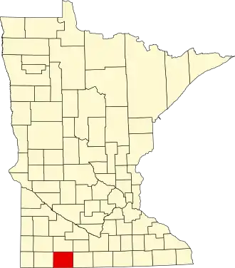 Map of Minnesota highlighting Jackson County