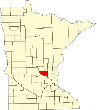 Map of Minnesota highlighting Sherburne County