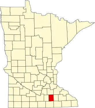 Map of Minnesota highlighting Steele County