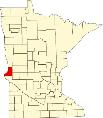 Map of Minnesota highlighting Traverse County