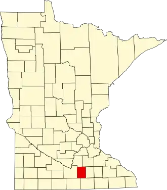 Map of Minnesota highlighting Waseca County
