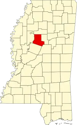 Map of Mississippi highlighting Carroll County