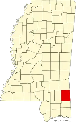 Map of Mississippi highlighting Greene County