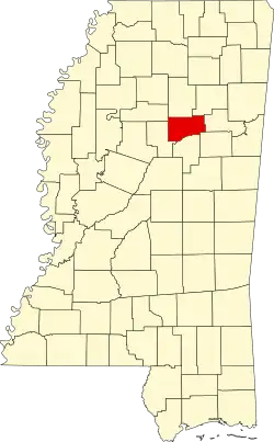 Map of Mississippi highlighting Webster County
