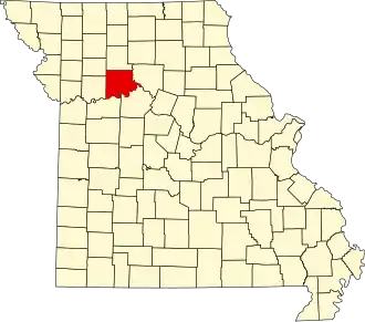 Map of Missouri highlighting Carroll County