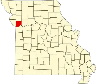 Map of Missouri highlighting Clay County