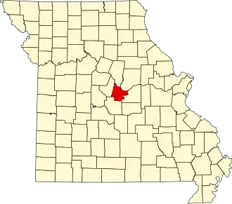 Map of Missouri highlighting Cole County