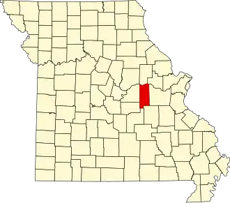 Map of Missouri highlighting Gasconade County