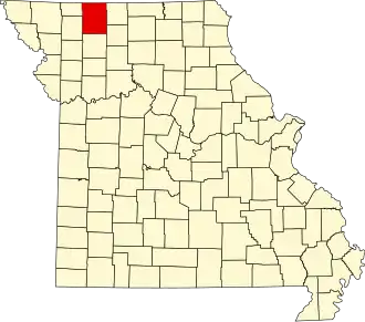 Map of Missouri highlighting Harrison County