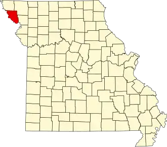 Map of Missouri highlighting Holt County