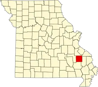 Map of Missouri highlighting Madison County