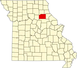 Map of Missouri highlighting Monroe County