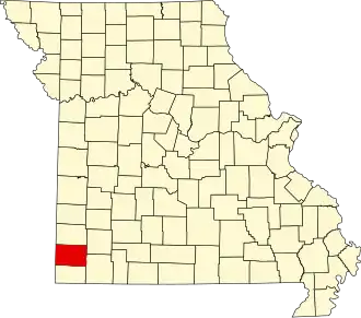 Map of Missouri highlighting Newton County