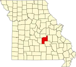 Map of Missouri highlighting Phelps County
