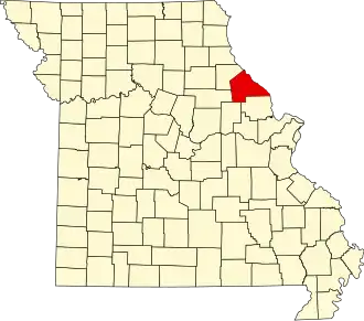 Map of Missouri highlighting Pike County