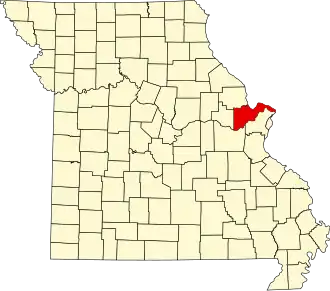 Map of Missouri highlighting St. Charles County