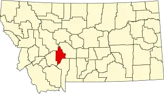 Map of Montana highlighting Broadwater County