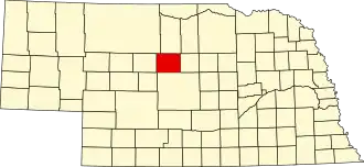 Map of Nebraska highlighting Blaine County