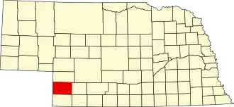 Map of Nebraska highlighting Chase County