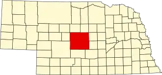 Map of Nebraska highlighting Custer County