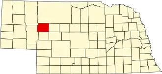 Map of Nebraska highlighting Grant County
