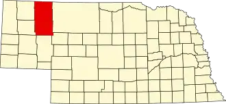Map of Nebraska highlighting Sheridan County